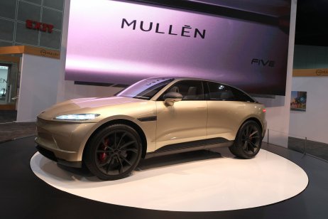 The Mullen Five vehicle displayed at the 2021 LA Auto Show in Los Angeles