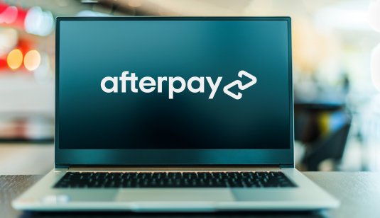 Afterpay logo on a laptop