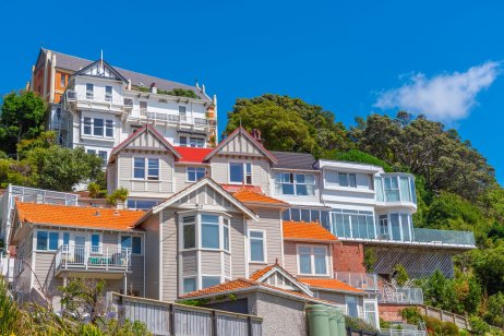 Traditional residential houses at Mount Victoria in Wellington, New Zealand