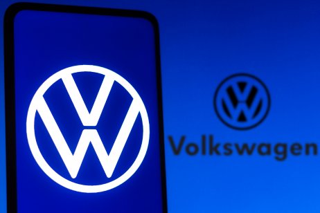 Volkswagen logo on a smartphone screen