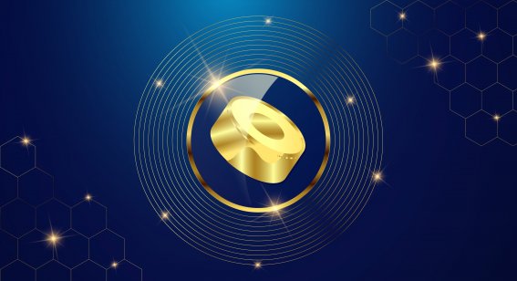 Token cryptocurrency SushiSwap ( SUSHI ), Gold coin symbol in shiny gold circle.