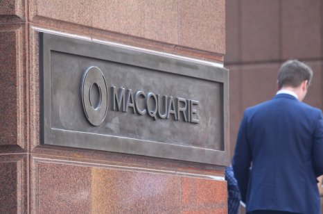 Plaque with the Macquarie Bank Limited logo on it. 