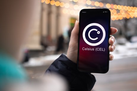 Celsius Network logo on a mobile phone