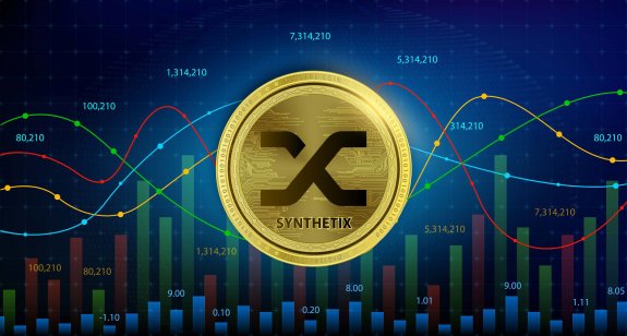 Synthetix token on a dark background