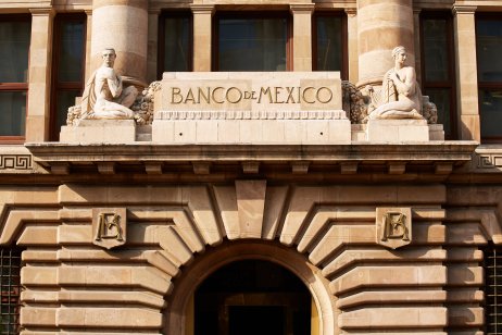 Facade of The Bank of Mexico main offices