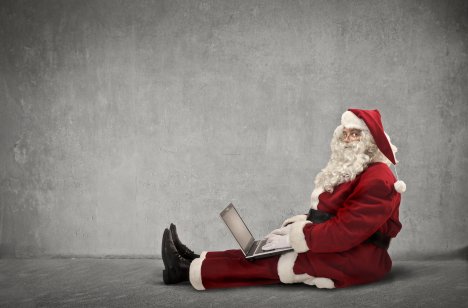 Santa with computer 