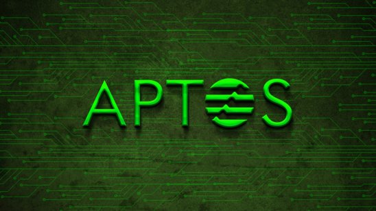 The Aptos name and logo are displayed in green over a computer circuit board