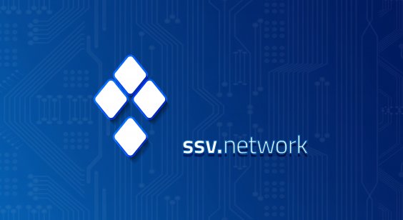 SSV Network SSV decentralized crypto currency logo with futuristic block chain technology concept banner.