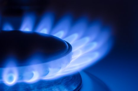 Blue flame on a gas stove