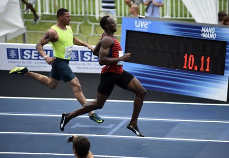 A picture of Rio de Janeiro-Brazil April 19, 2015, Usain Bolt runs the 100 meters 