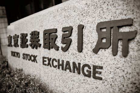 A Tokyo Stock Exchange sign outside the building 