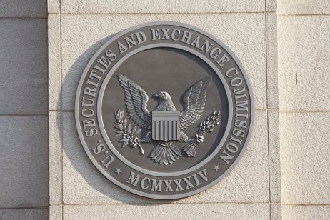 The SEC crest outside the agency building