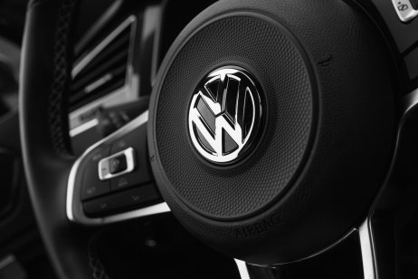 VW logo on steering wheel