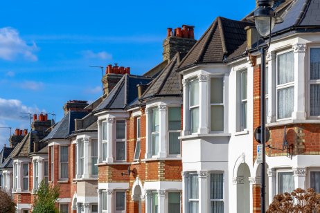 Typical UK terraced houses in West Hampstead, London