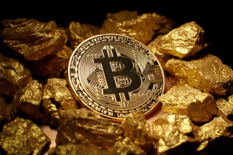 Bitcoin (BTC) coins and gold