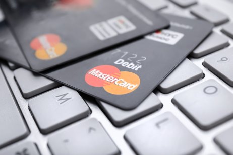 KIEV, UKRAINE - OCTOBER 2, 2017: MasterCard credit cards on keyboard