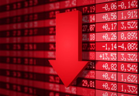 Stock market prices indicating a fall