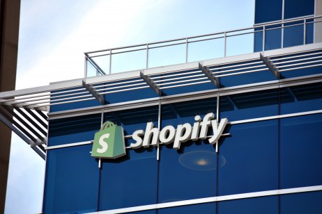 Shopify sign on headquarters building in Toronto, Canada