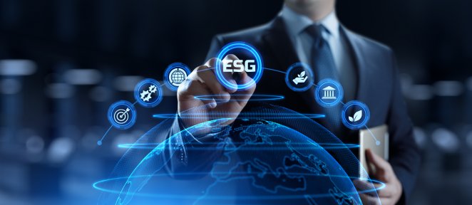 Man holding ESG bubble