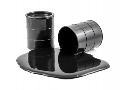 Oil barrels and spilt oil
