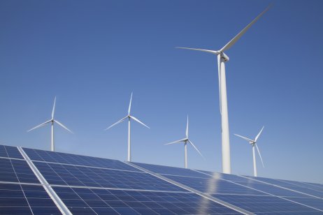 Solar panels and wind turbines