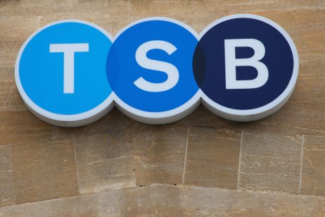 The TSB Bank logo on a stone wall