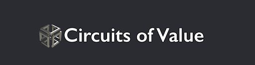 circuits of value logo on a black background