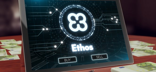 The Ethos logo and name on a tablet