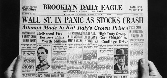 Intraday trading tips A image of a the front page of the Brooklyn Daily Eagle newspaper during the Great Depression (recession) of the 1930s.
