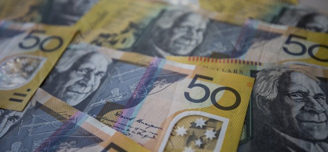 Stack of Australian $50 notes