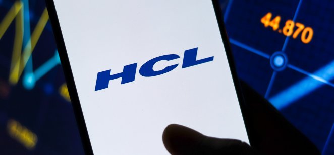 IT firm HCL Technologies’ logo on a smartphone screen