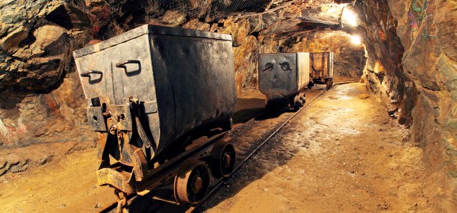 Mining carts in a mine