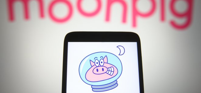 Moonpig logo on mobile phone. Photo: Shutterstock