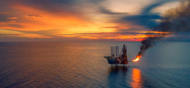 An oil and gas exploration rig in the Gulf of Thailand.