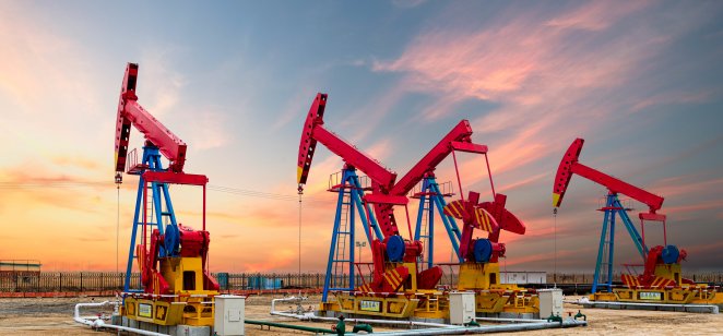 Photo of oil pumpjacks in China.