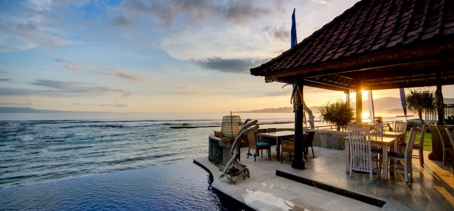 Sunset at a resort in Bali