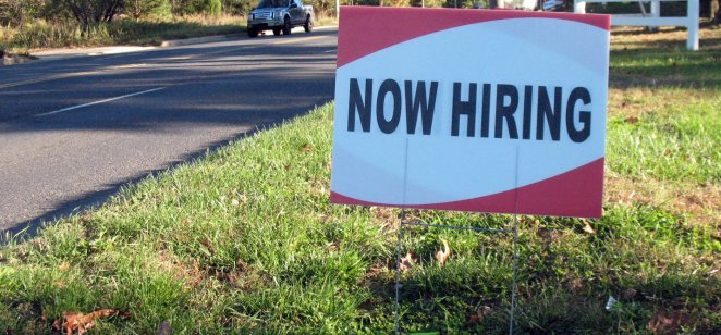 Job sign in Gibbsboro, New Jersey