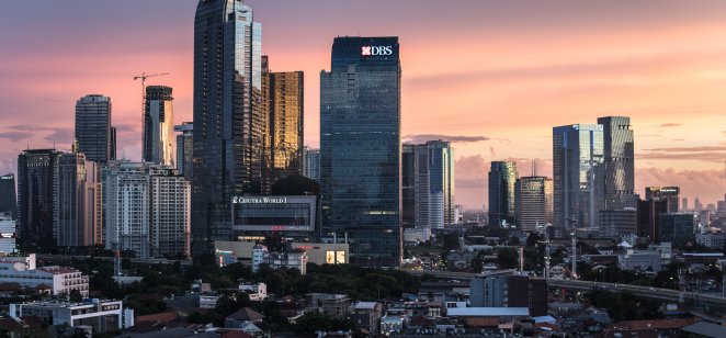 Le Quartier Financier De Jakarta Au Crépuscule 