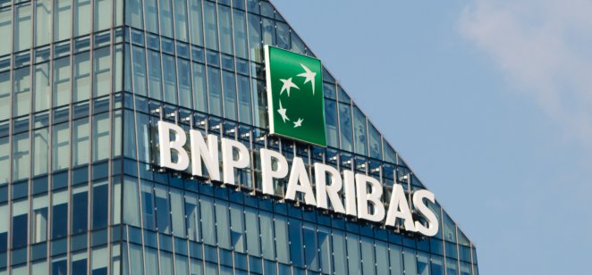  May 29, 2018: BNP Paribas logo and sign in Milan, Italy