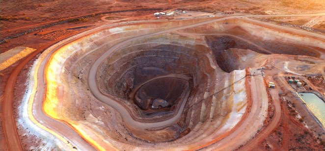 Open cut mining operation in Australia showing the pit of the mine
