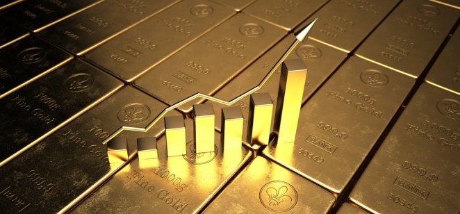 The price of gold on the stock exchange is rising.