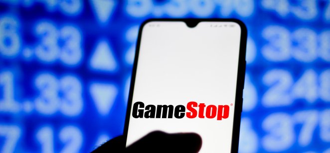 GameStop short squeeze: GME interest and positions growing again despite NFT launch In this photo illustration the GameStop logo seen displayed on a smartphone screen