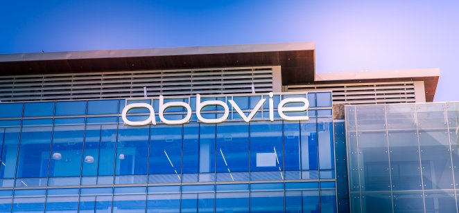 South San Francisco, CA, USA - February 24, 2021: Closeup of AbbVie building corporate office, an American biopharmaceutical company with its headquarters in Lake Bluff, Illinois, USA