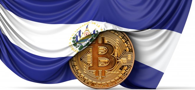 The El Salvador flat with a bitcoin (BTC) coin