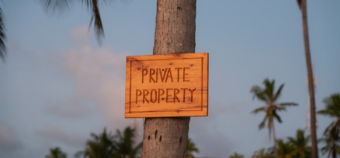 A sign, saying private property 