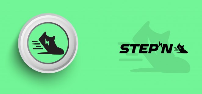 Stepn GMT decentralized crypto currency logo typography vector illustration isolated in colored background.