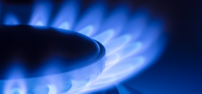 Blue flame on a gas stove