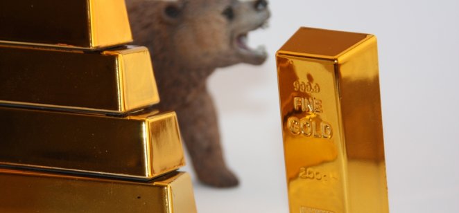 gold bars and bear 