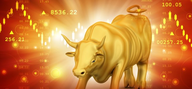 A golden bull representing a gold supercycle