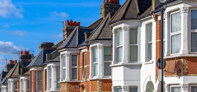 UK house price crash Typical UK terraced houses in West Hampstead, London